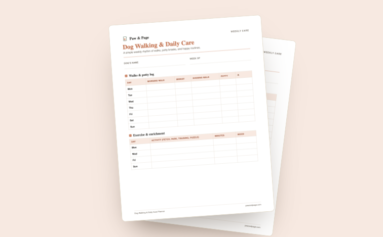Dog Walking & Daily Care Planner