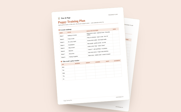 Puppy Training Checklist & Schedule