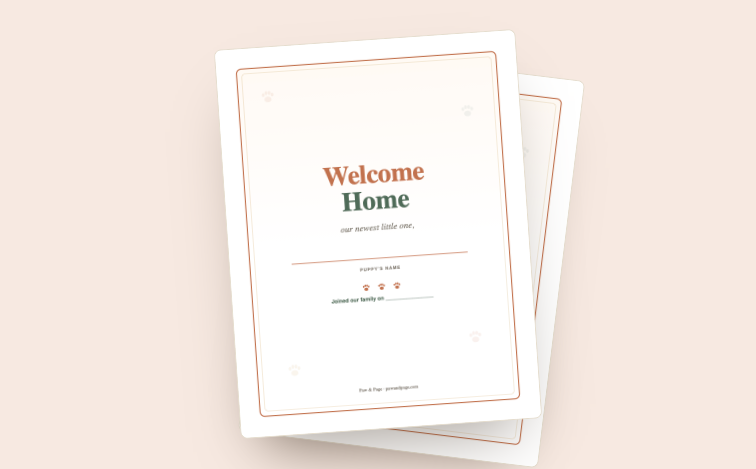 “Welcome Home” Puppy Sign & Cards